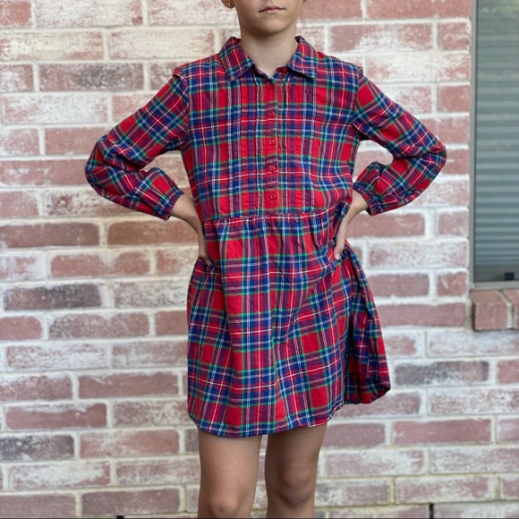 Gap Kids Red Plaid Dress Sz 12 - Picture 2 of 11